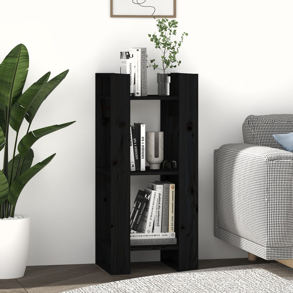 Boekenkast/Kamerscherm 41X35X91 Cm Massief Grenenhout Zwart