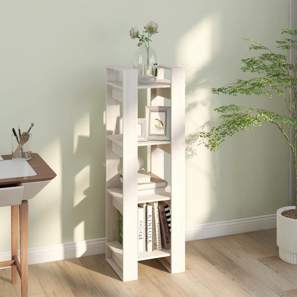 Boekenkast/Kamerscherm 41X35X125 Cm Massief Grenenhout Wit