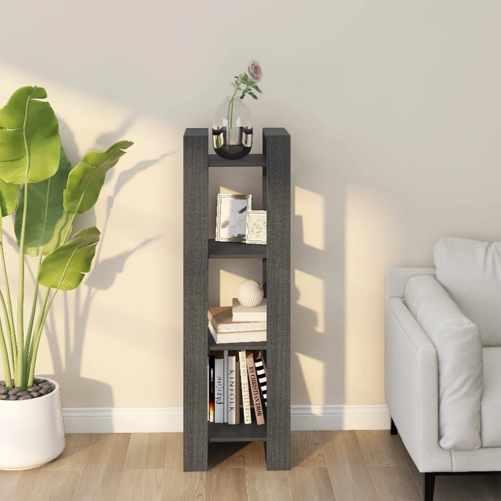 Boekenkast/Kamerscherm 41X35X125 Cm Massief Grenenhout Grijs