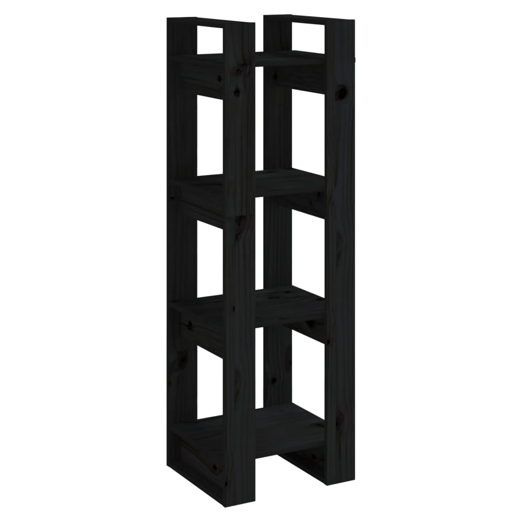 Boekenkast/Kamerscherm 41X35X125 Cm Massief Grenenhout Zwart