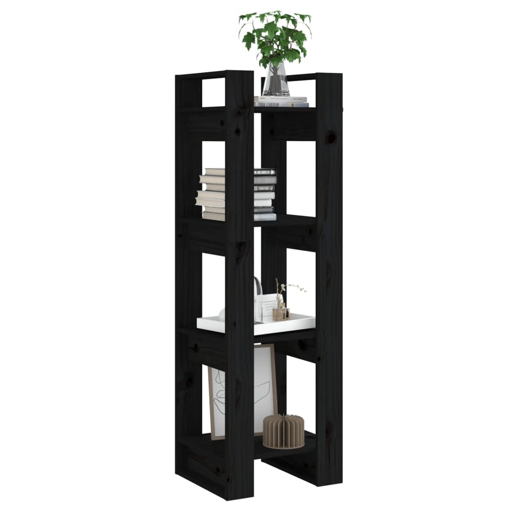 Boekenkast/Kamerscherm 41X35X125 Cm Massief Grenenhout Zwart