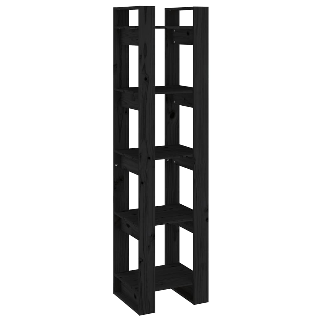 Boekenkast/Kamerscherm 41X35X160 Cm Massief Grenenhout Zwart