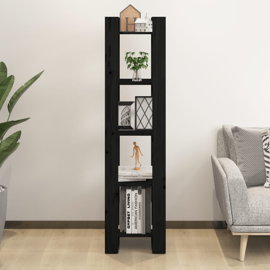 Boekenkast/Kamerscherm 41X35X160 Cm Massief Grenenhout Zwart
