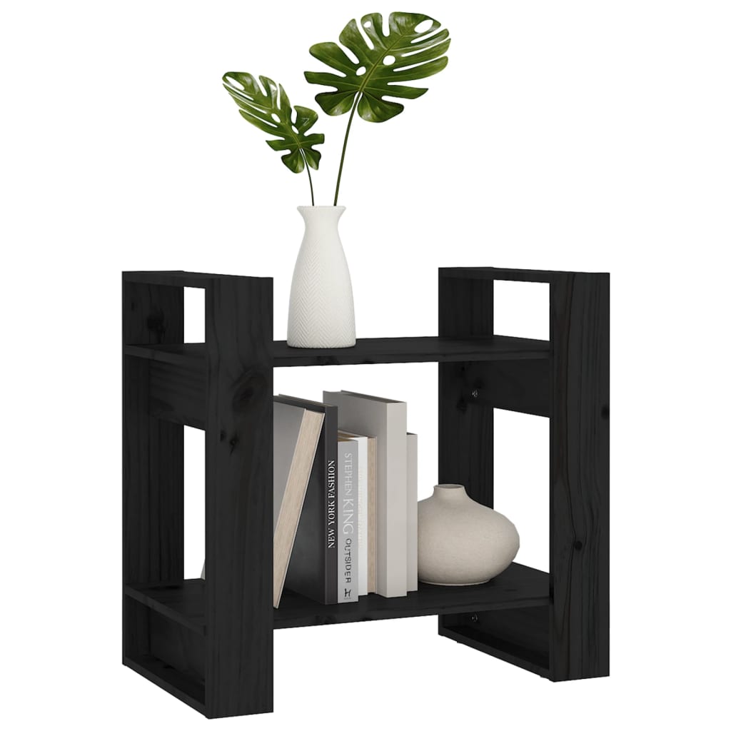 Boekenkast/Kamerscherm 60X35X57 Cm Massief Grenenhout Zwart