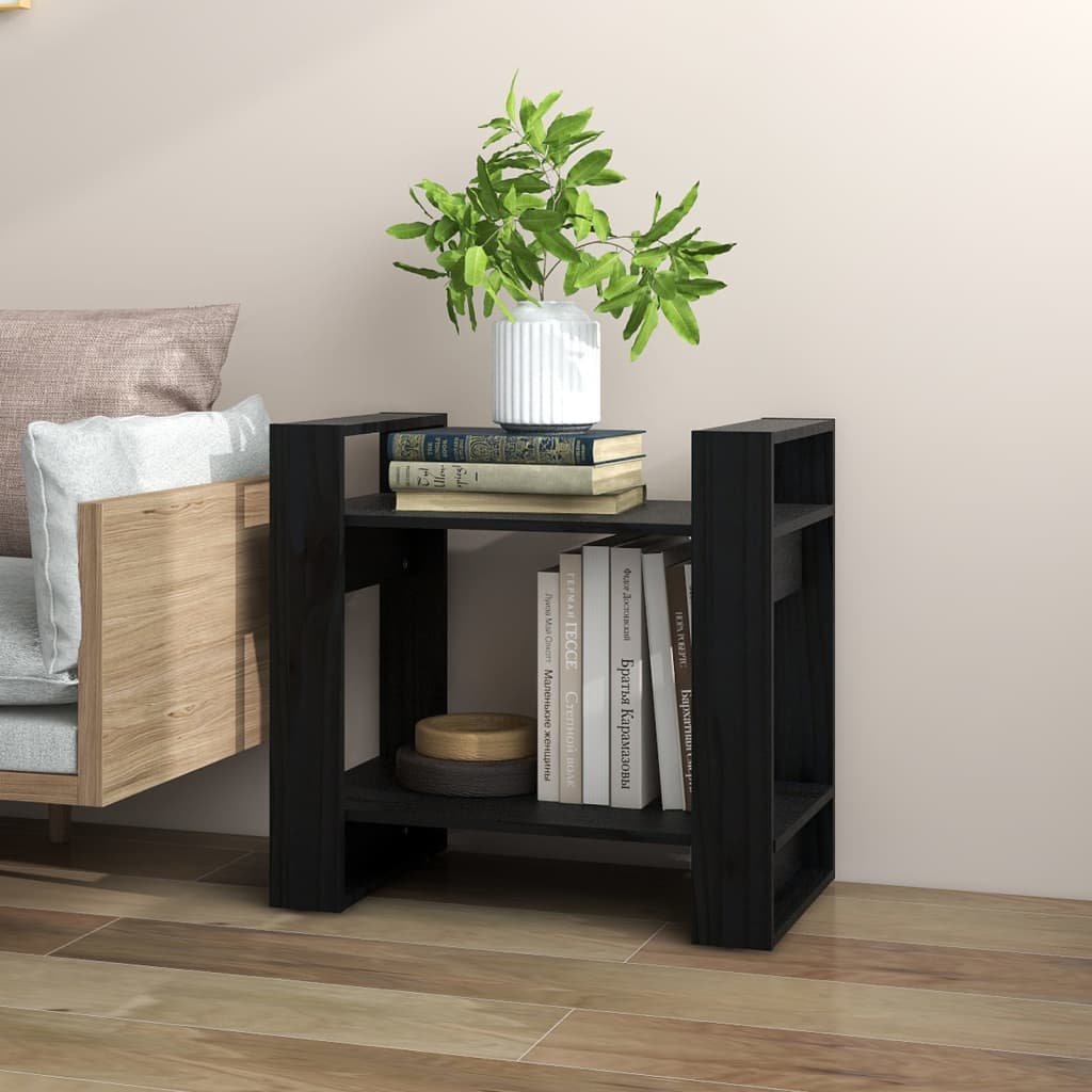 Boekenkast/Kamerscherm 60X35X57 Cm Massief Grenenhout Zwart