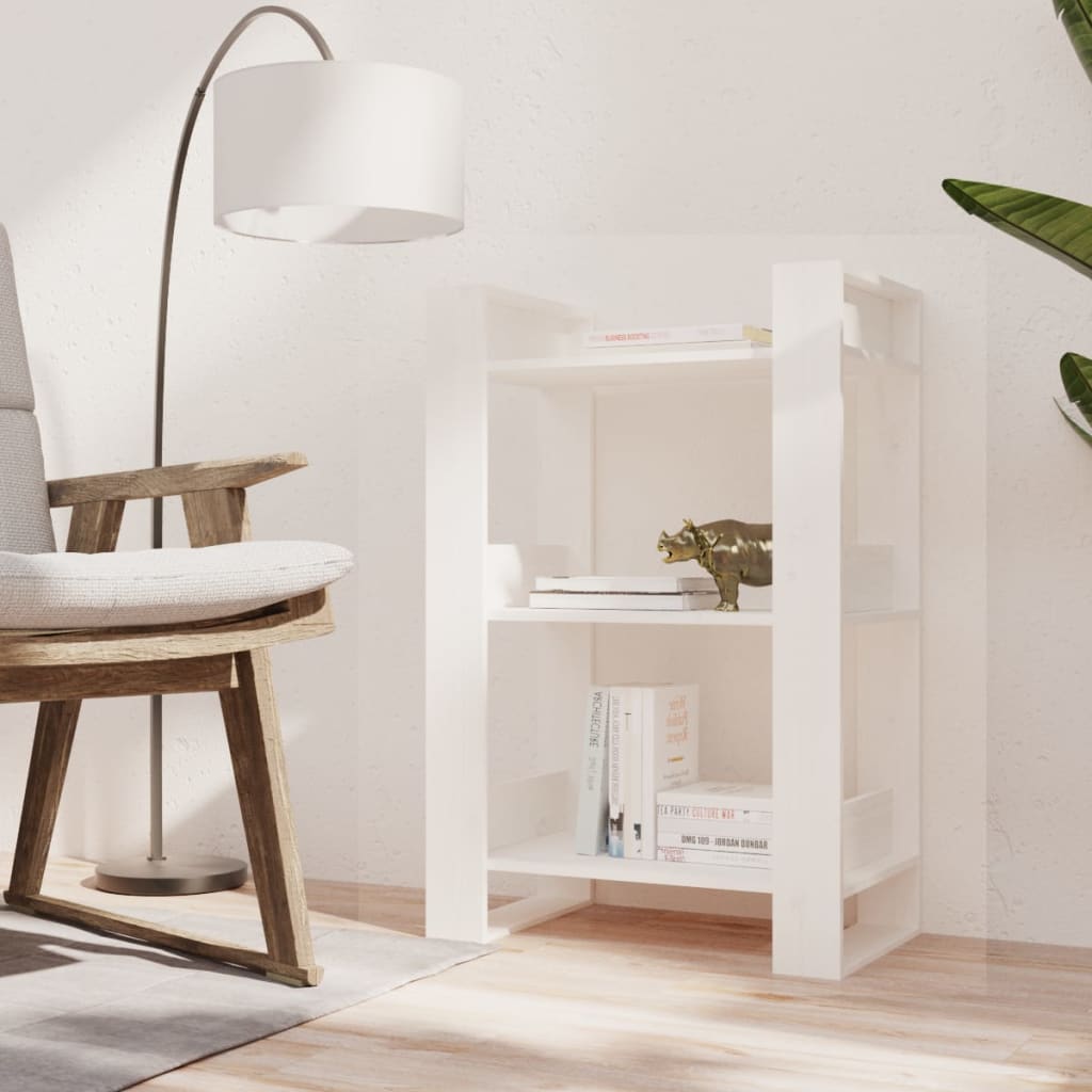 Boekenkast/Kamerscherm 60X35X91 Cm Massief Grenenhout Wit