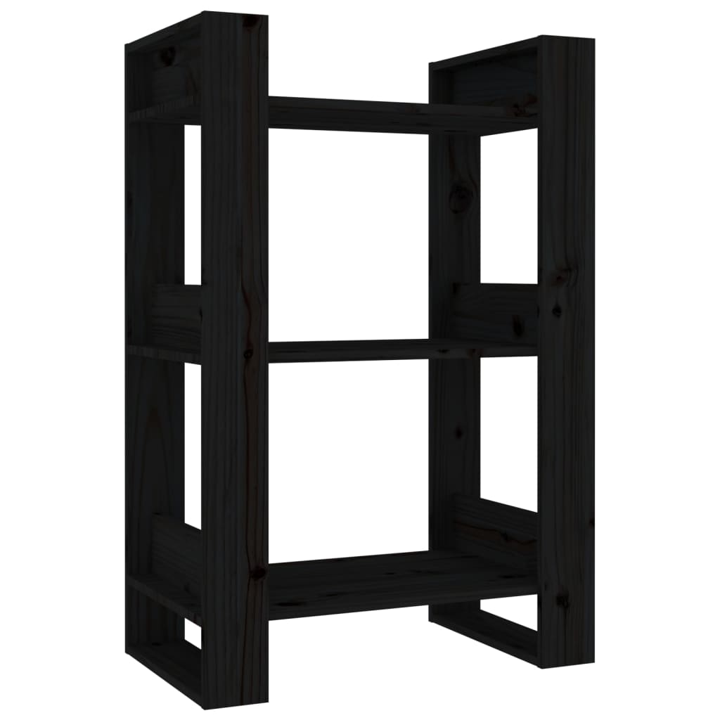 Boekenkast/Kamerscherm 60X35X91 Cm Massief Grenenhout Zwart