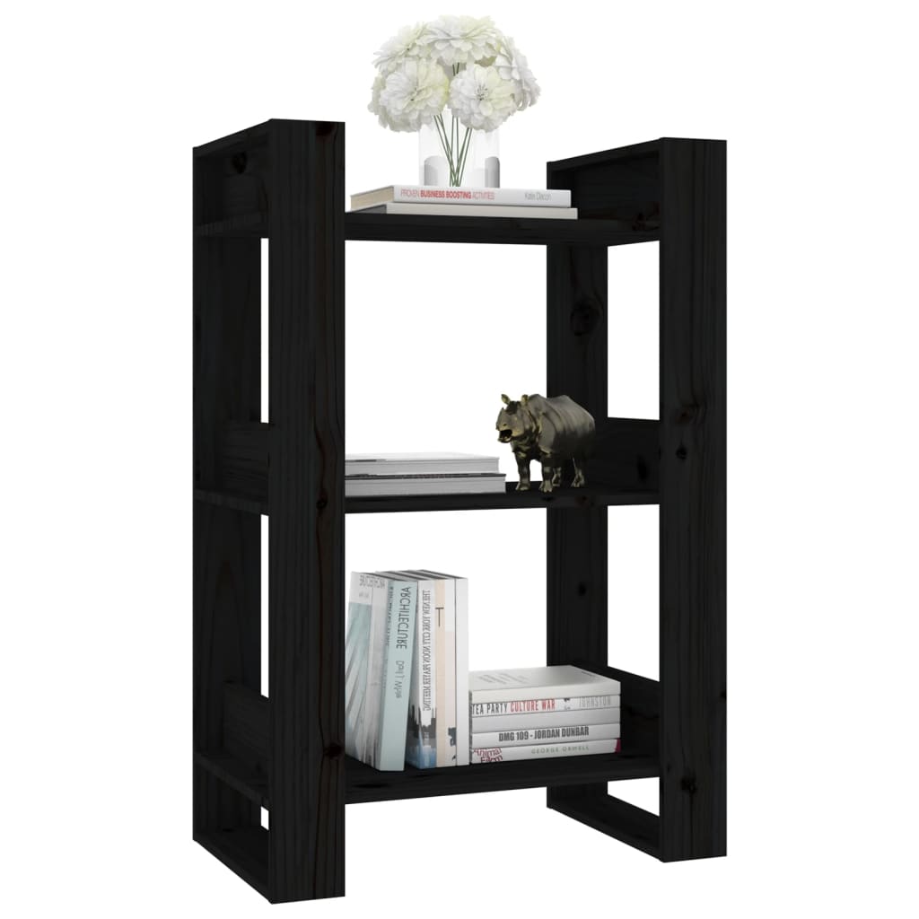 Boekenkast/Kamerscherm 60X35X91 Cm Massief Grenenhout Zwart