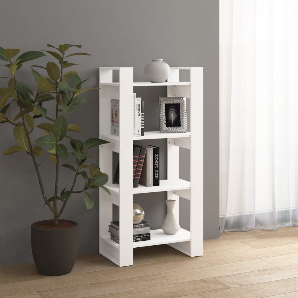 Boekenkast/Kamerscherm 60X35X125 Cm Massief Hout Wit