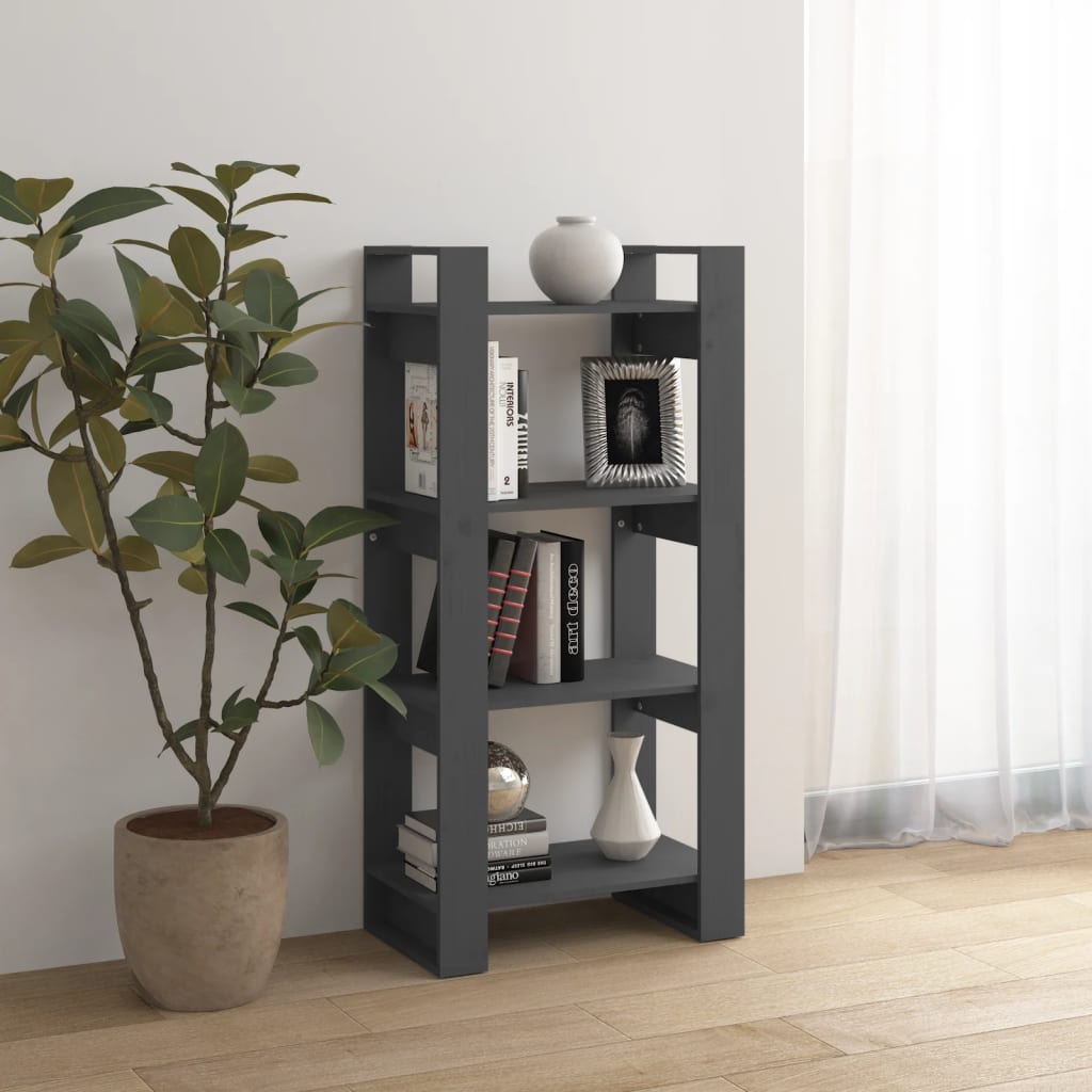 Boekenkast/Kamerscherm 60X35X125 Cm Massief Hout Grijs