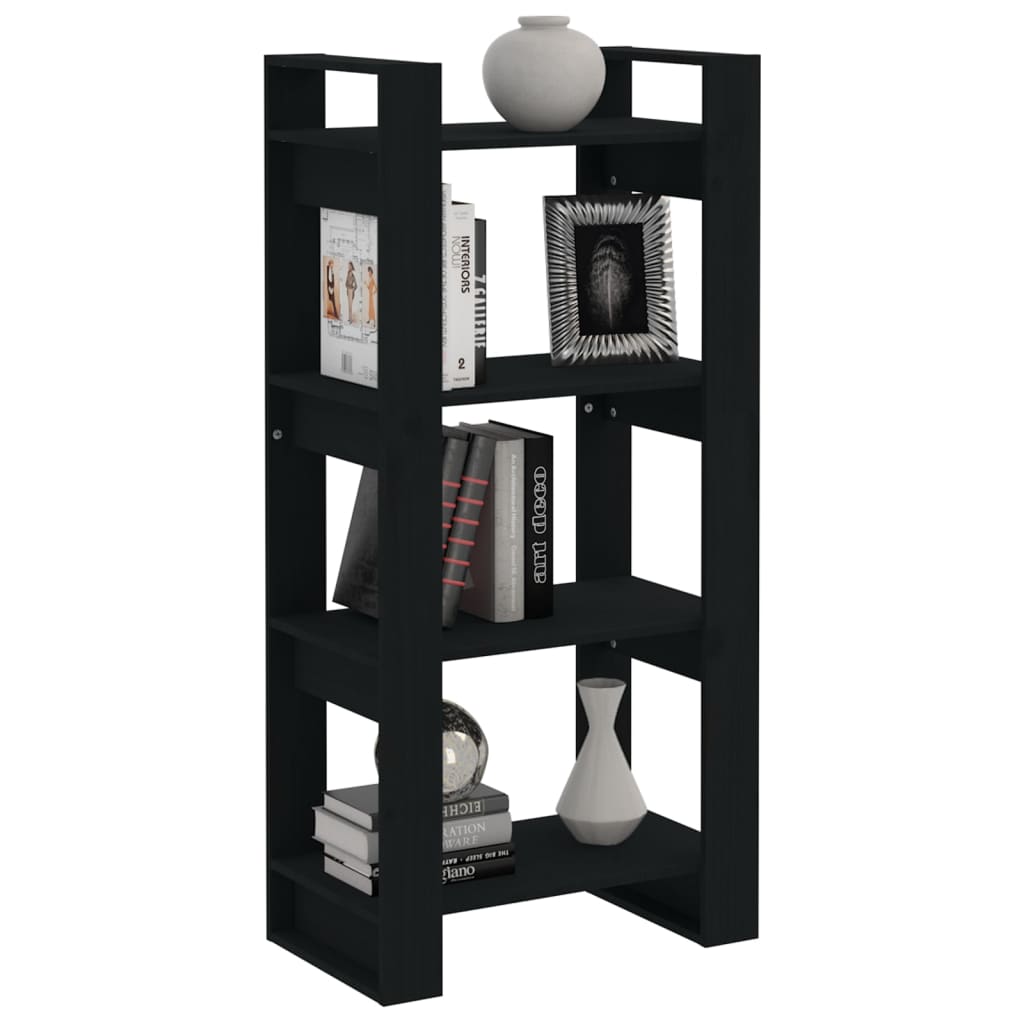 Boekenkast/Kamerscherm 60X35X125 Cm Massief Hout Zwart