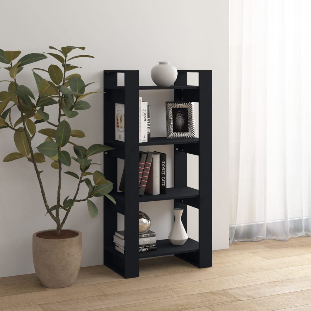 Boekenkast/Kamerscherm 60X35X125 Cm Massief Hout Zwart