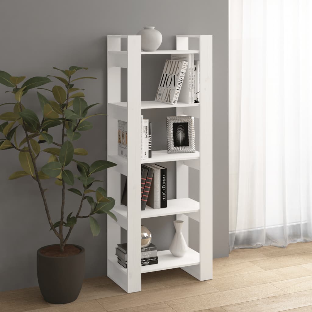Boekenkast/Kamerscherm 60X35X160 Cm Massief Hout Wit