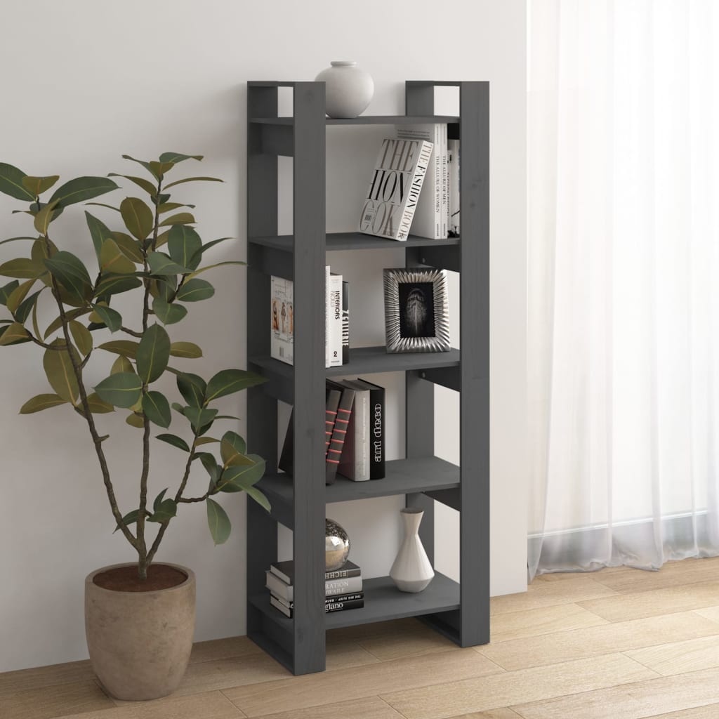 Boekenkast/Kamerscherm 60X35X160 Cm Massief Hout Grijs
