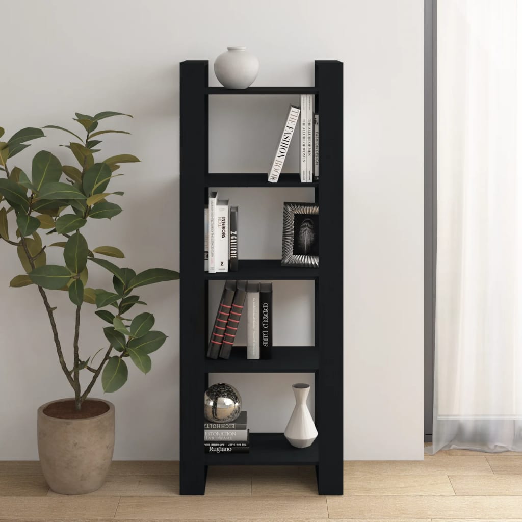 Boekenkast/Kamerscherm 60X35X160 Cm Massief Hout Zwart