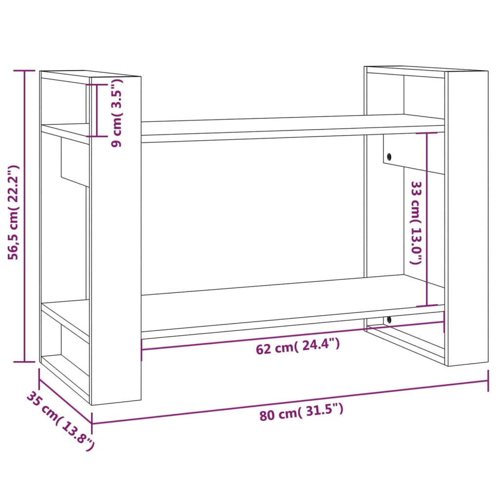 Boekenkast/Kamerscherm 80X35X56,5 Cm Massief Grenenhout Grijs