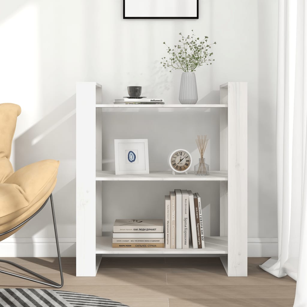 Boekenkast/Kamerscherm 80X35X91 Cm Massief Grenenhout Wit
