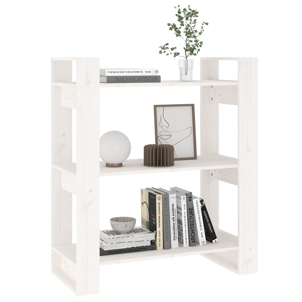 Boekenkast/Kamerscherm 80X35X91 Cm Massief Grenenhout Wit