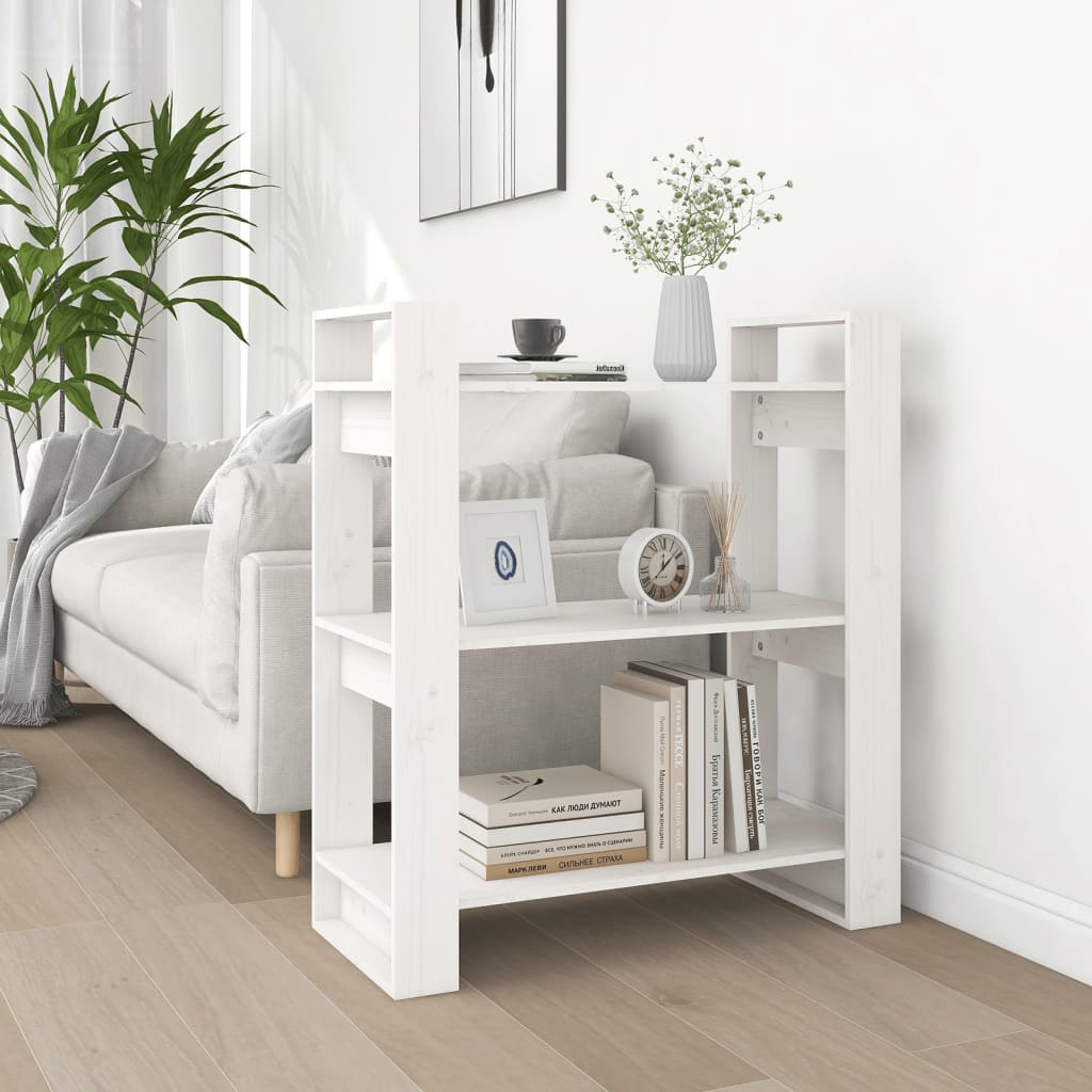 Boekenkast/Kamerscherm 80X35X91 Cm Massief Grenenhout Wit