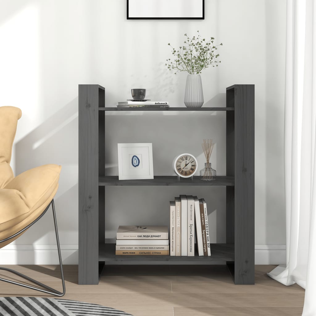 Boekenkast/Kamerscherm 80X35X91 Cm Massief Grenenhout Grijs