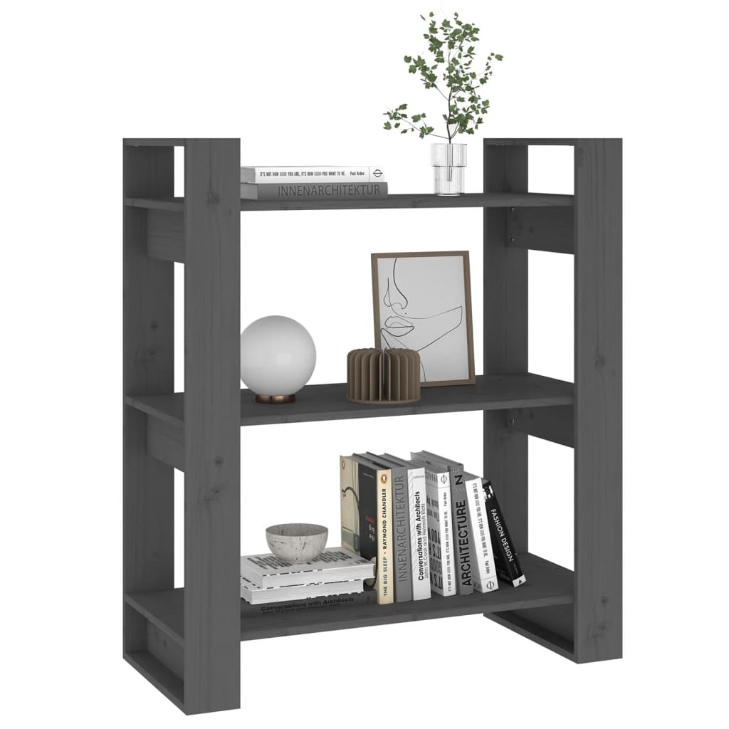 Boekenkast/Kamerscherm 80X35X91 Cm Massief Grenenhout Grijs