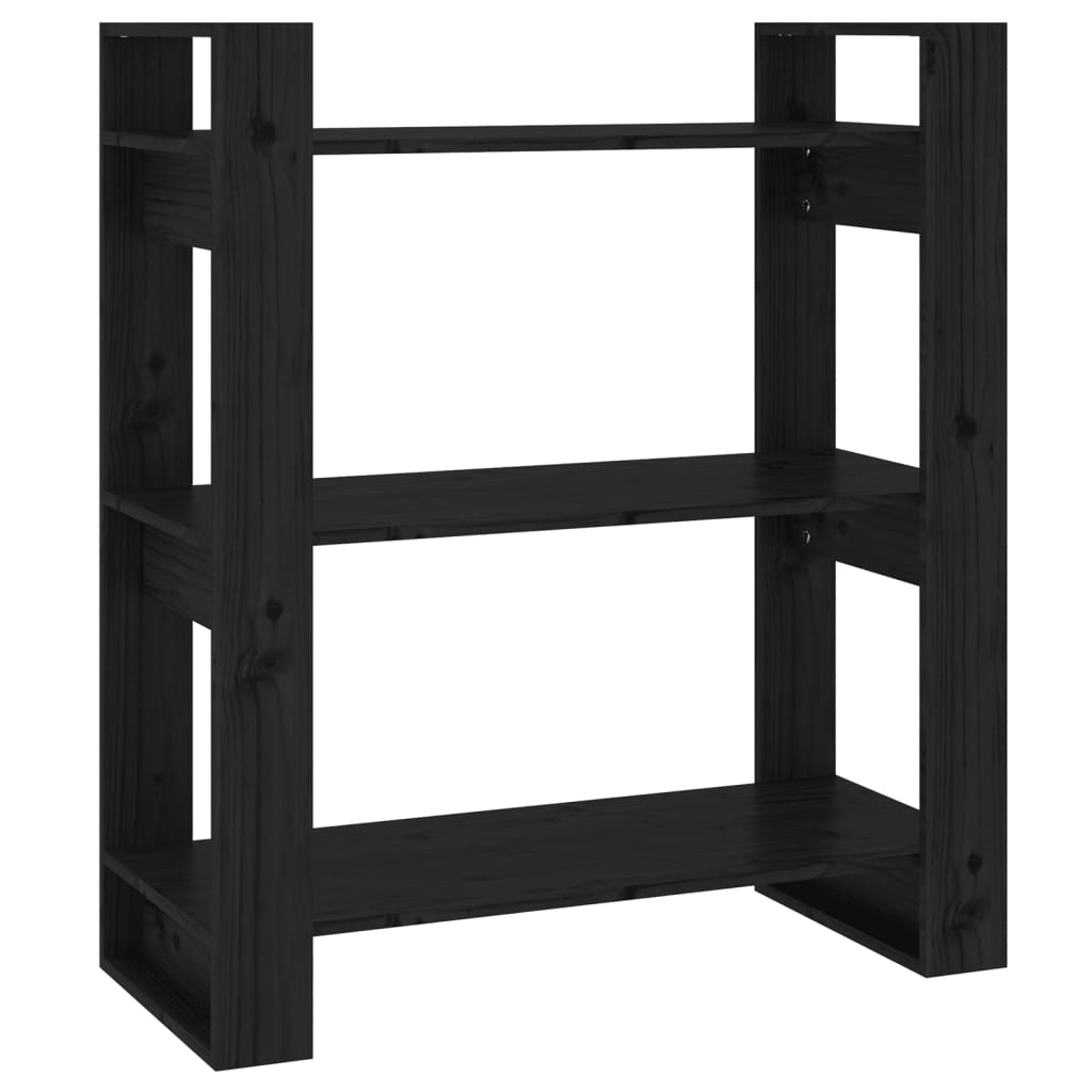 Boekenkast/Kamerscherm 80X35X91 Cm Massief Grenenhout Zwart