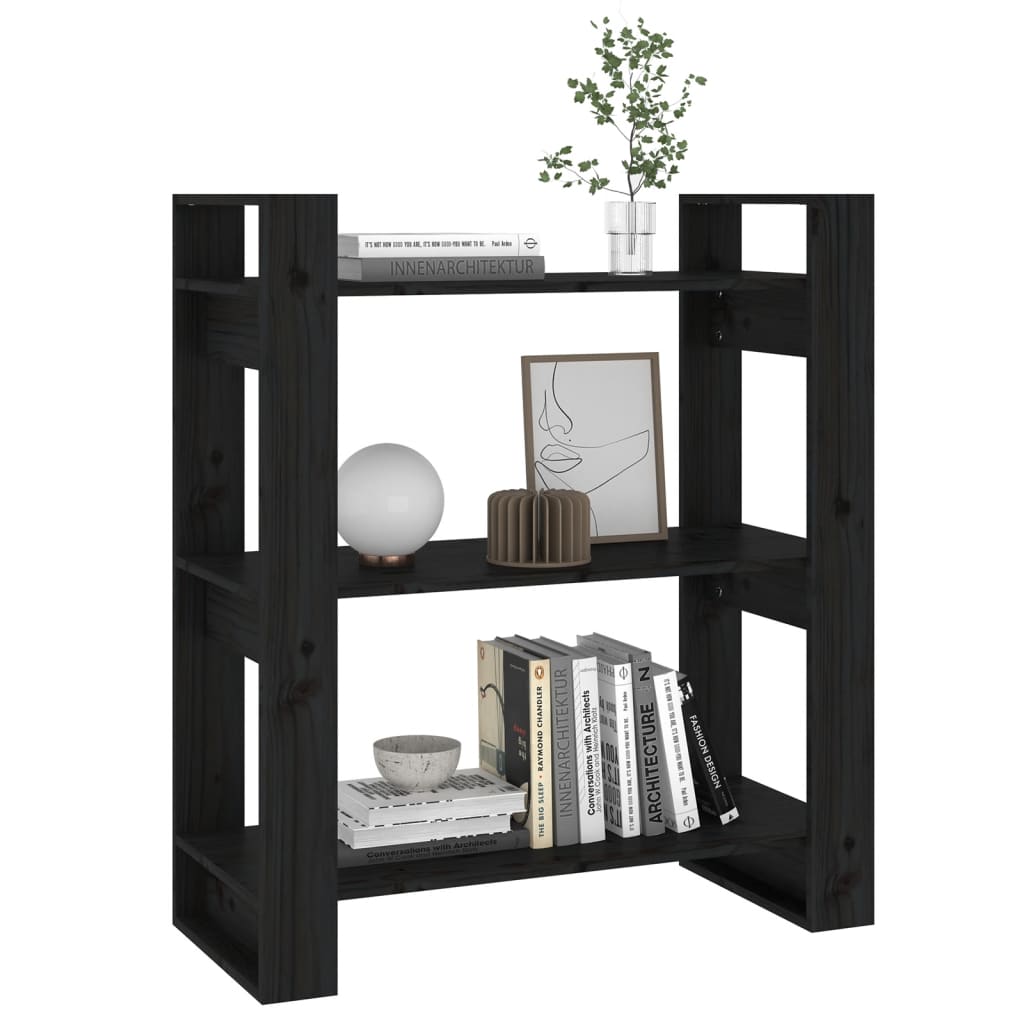 Boekenkast/Kamerscherm 80X35X91 Cm Massief Grenenhout Zwart