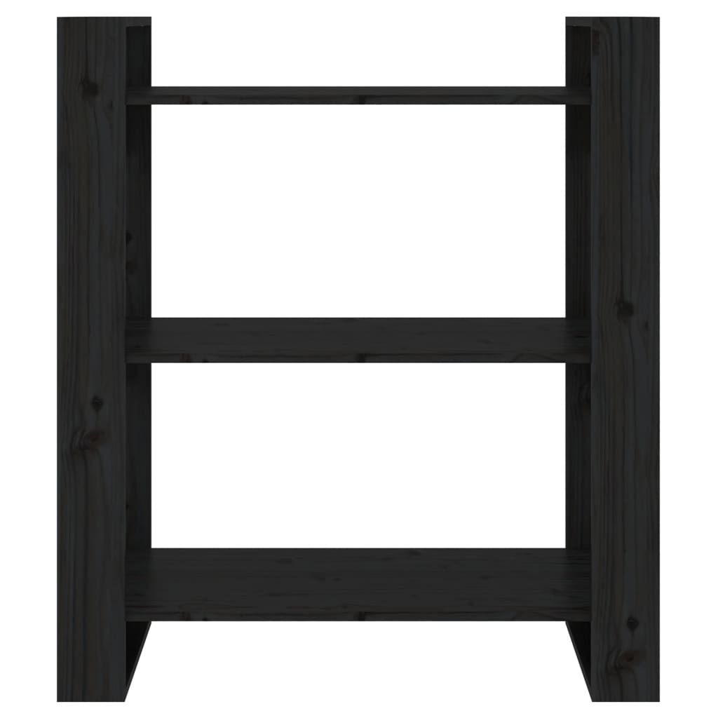 Boekenkast/Kamerscherm 80X35X91 Cm Massief Grenenhout Zwart