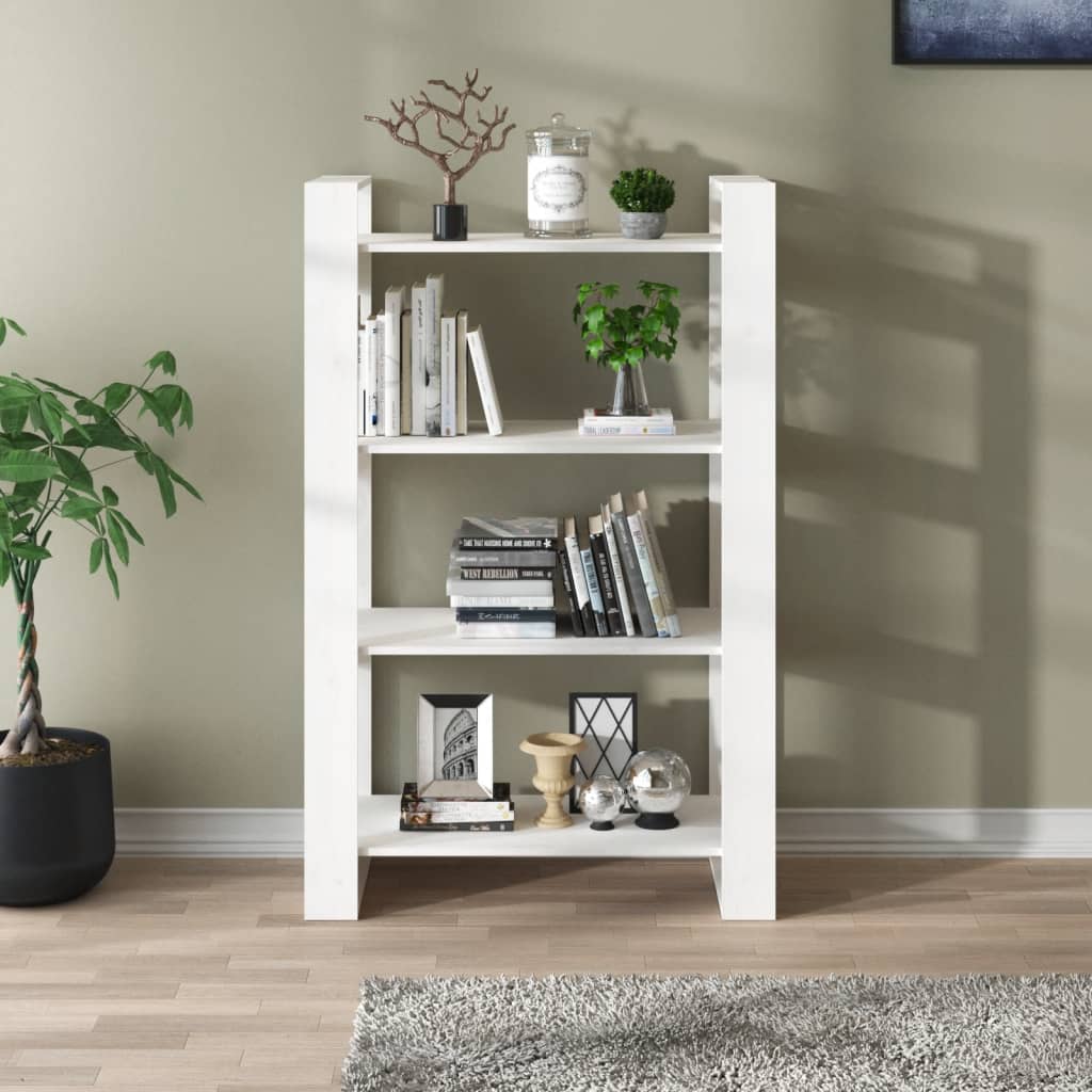 Boekenkast/Kamerscherm 80X35X125 Cm Massief Grenenhout Wit