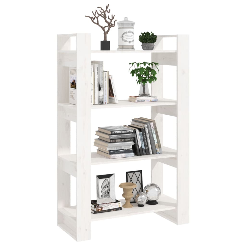 Boekenkast/Kamerscherm 80X35X125 Cm Massief Grenenhout Wit