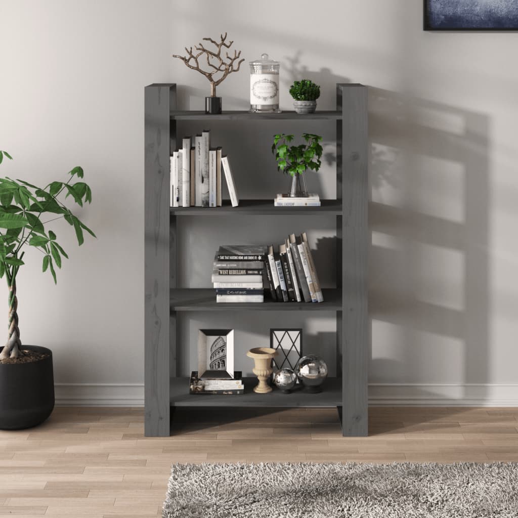 Boekenkast/Kamerscherm 80X35X125 Cm Massief Grenenhout Grijs