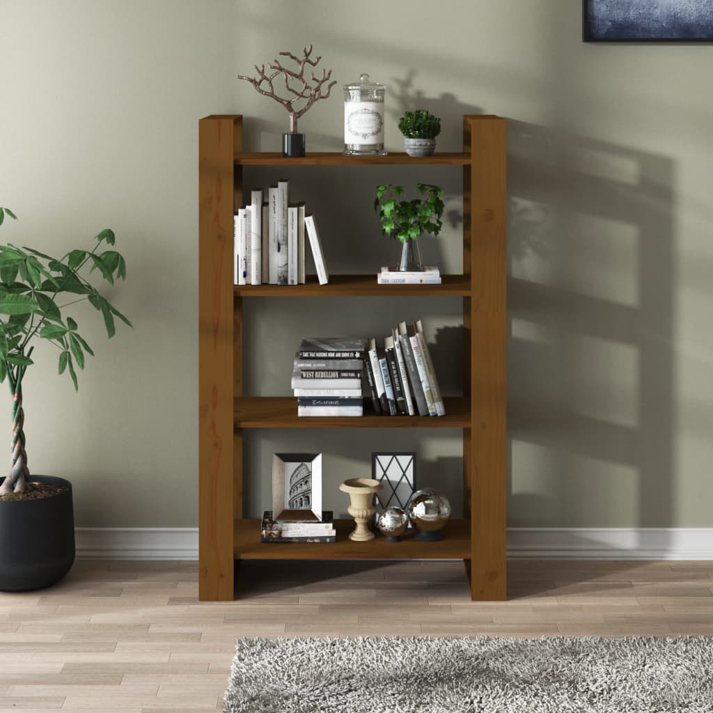 Boekenkast/Kamerscherm 80X35X125 Cm Massief Hout Honingbruin