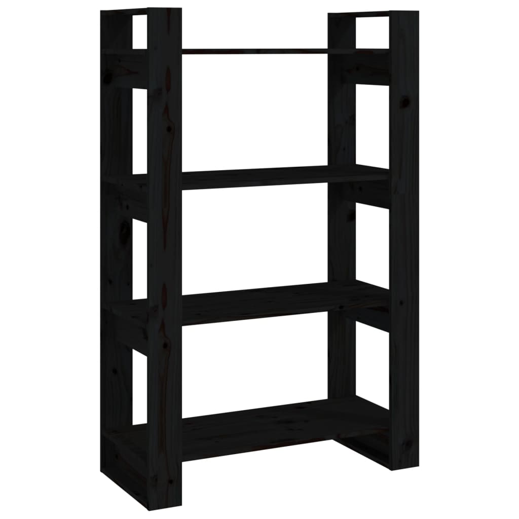 Boekenkast/Kamerscherm 80X25X125 Cm Massief Grenenhout Zwart