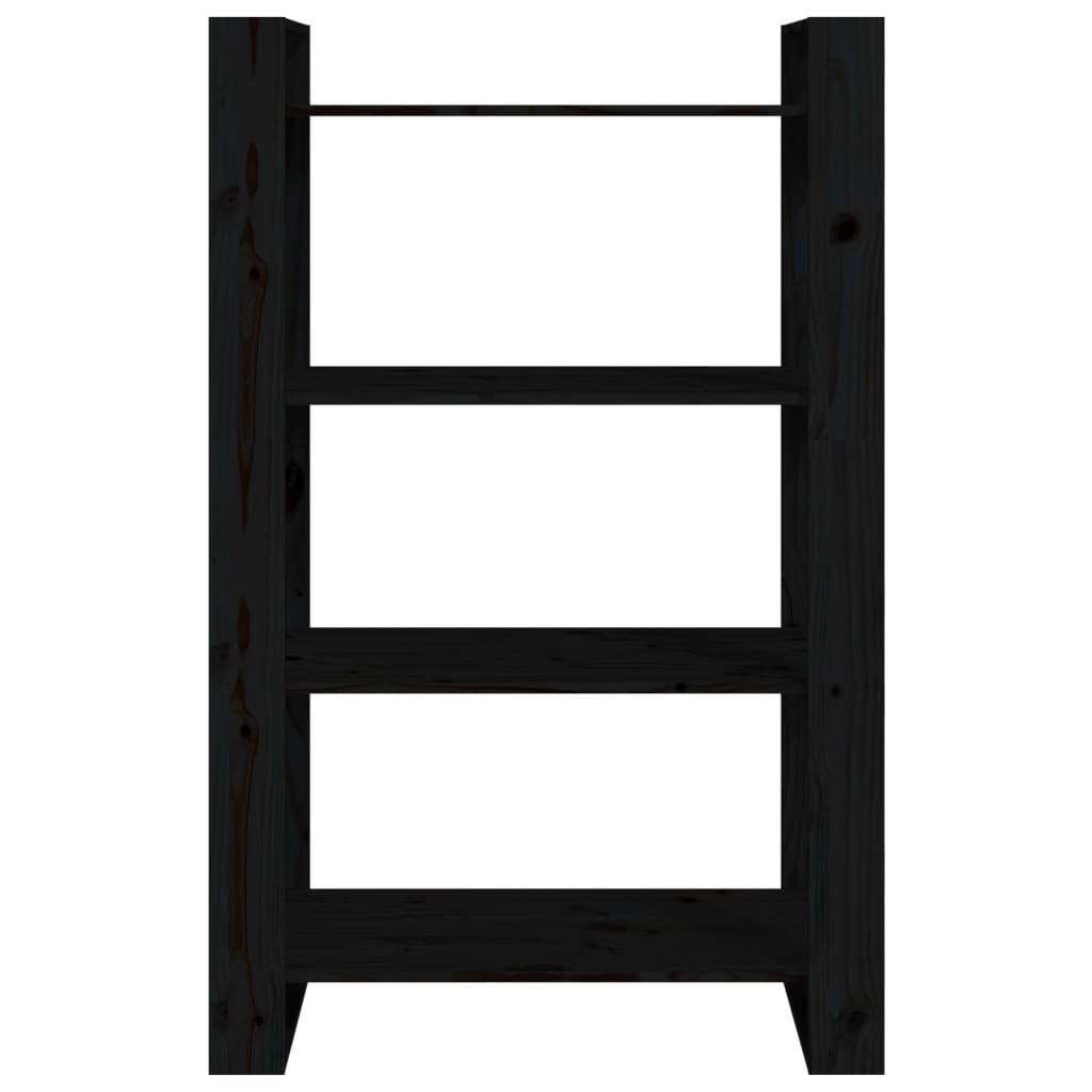 Boekenkast/Kamerscherm 80X25X125 Cm Massief Grenenhout Zwart