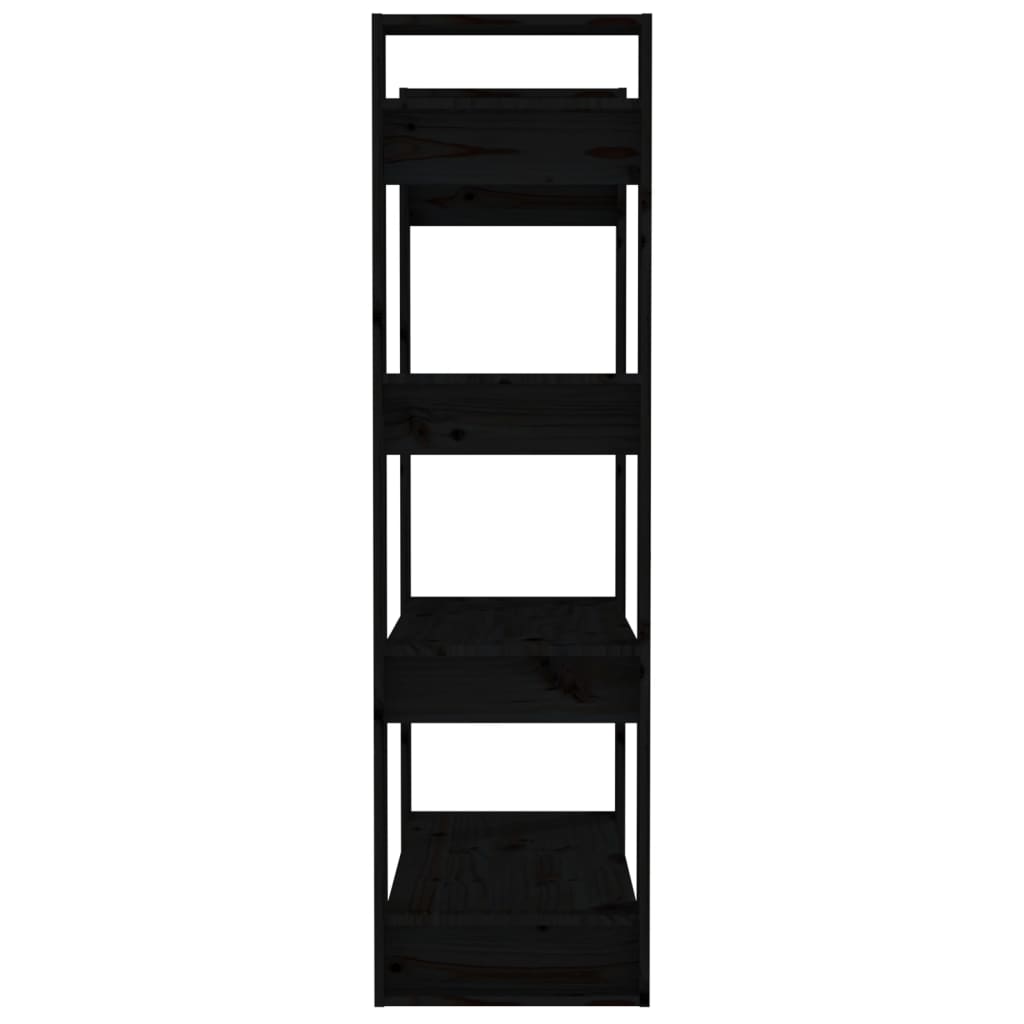Boekenkast/Kamerscherm 80X25X125 Cm Massief Grenenhout Zwart