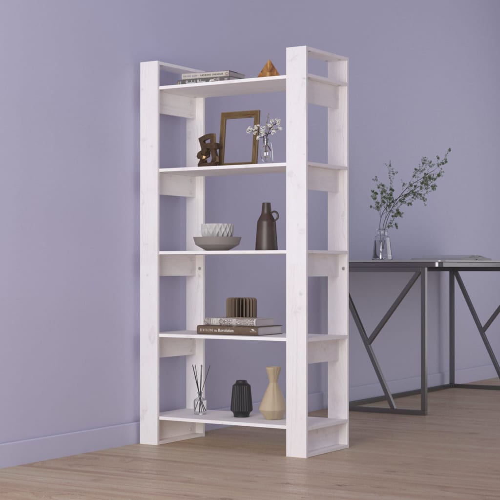 Boekenkast/Kamerscherm 80X35X160 Cm Massief Hout Wit