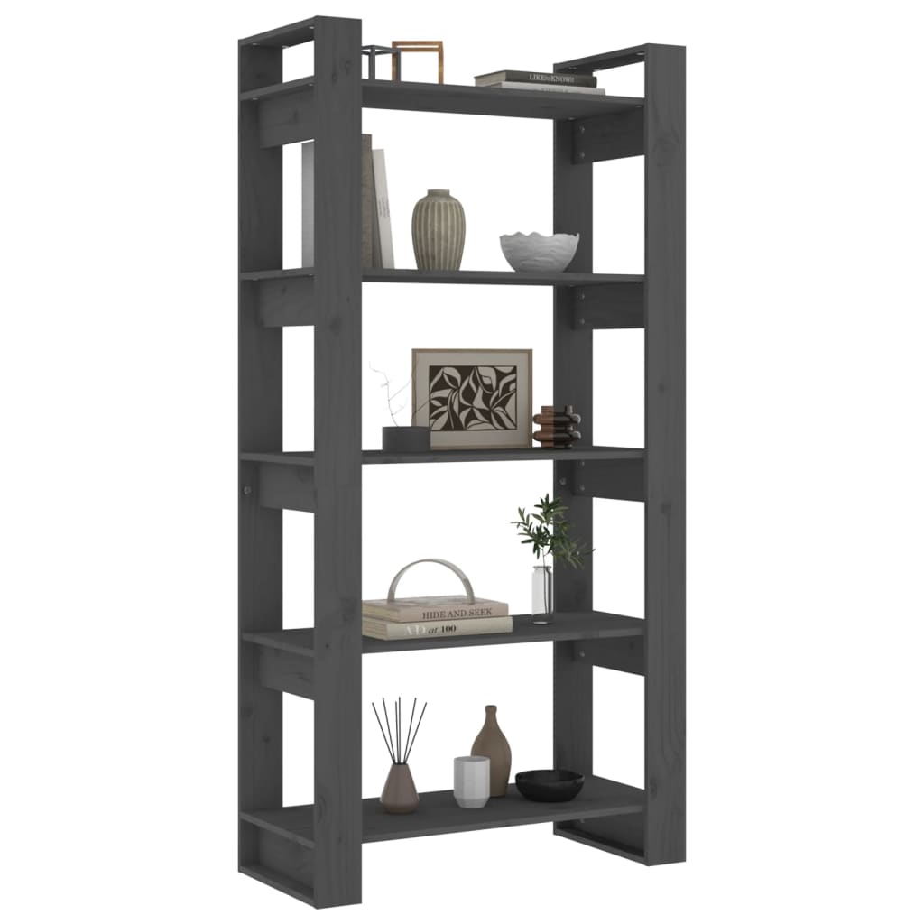 Boekenkast/Kamerscherm 80X35X160 Cm Massief Hout Grijs