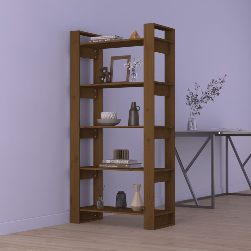 Boekenkast/Kamerscherm 80X35X160 Cm Massief Hout Honingbruin