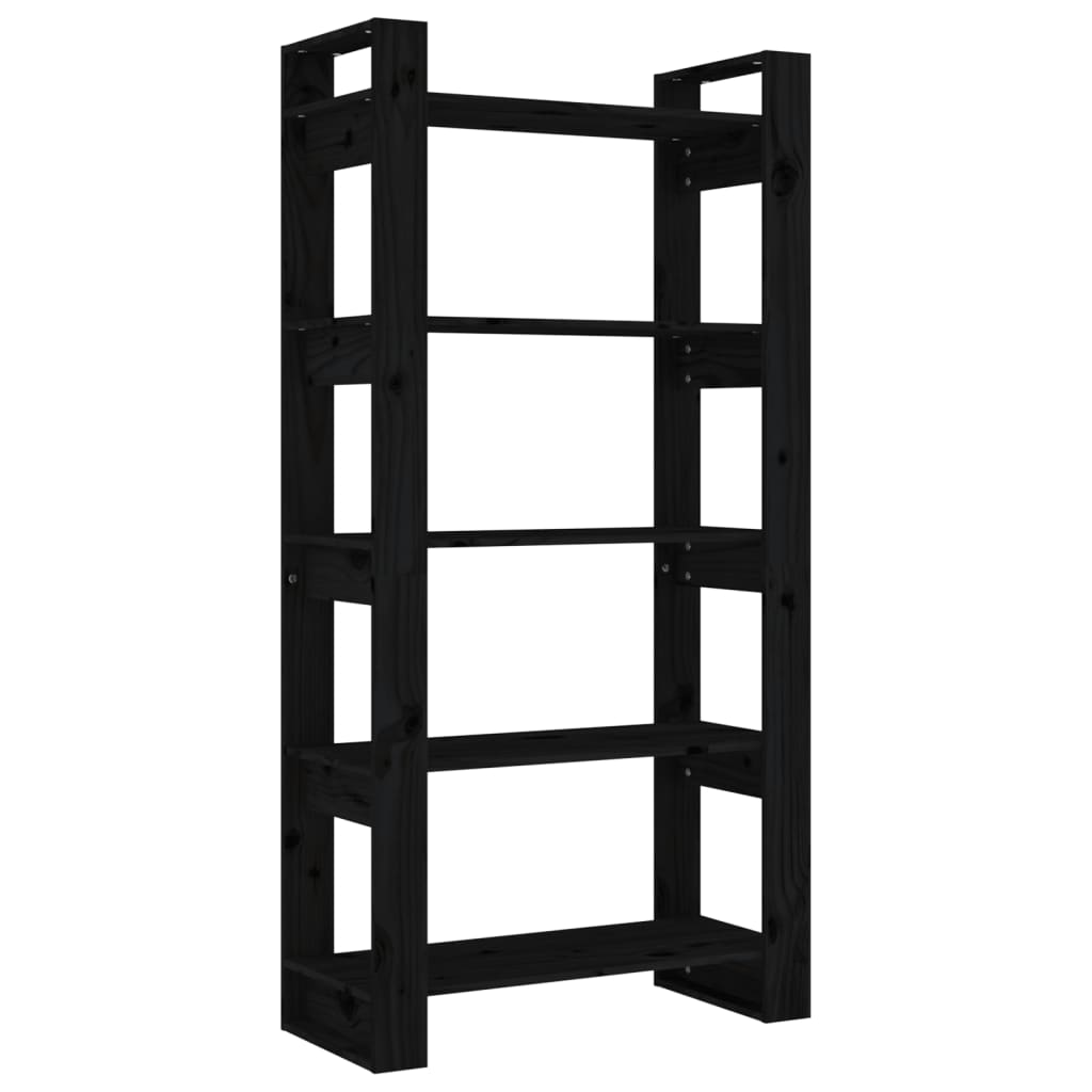 Boekenkast/Kamerscherm 80X35X160 Cm Massief Hout Zwart