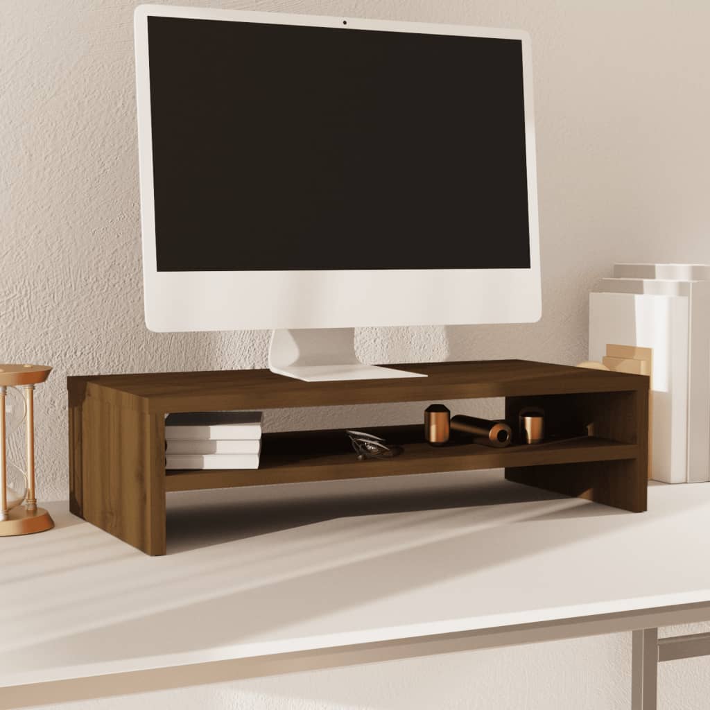 Monitorstandaard 50X24X13 Cm Massief Grenenhout Honingbruin