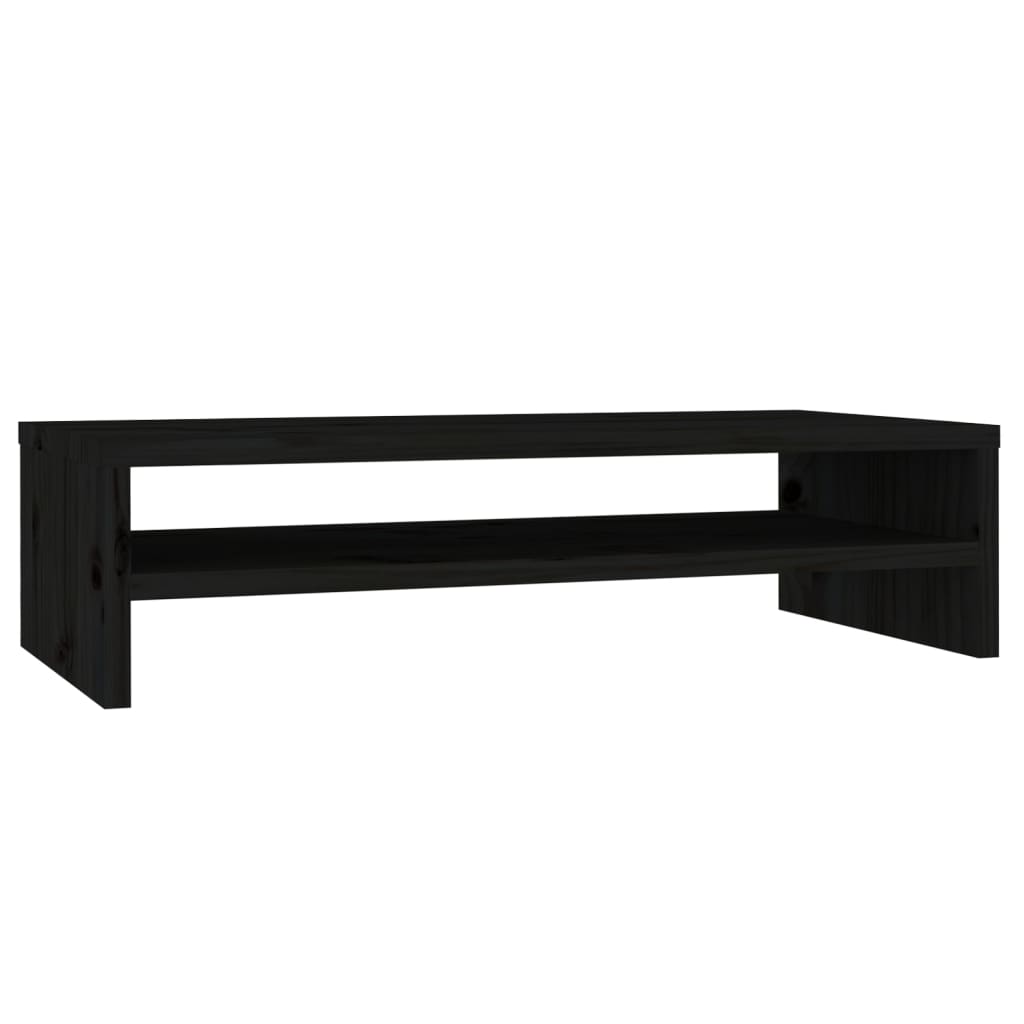Monitorstandaard 50X24X13 Cm Massief Grenenhout Zwart