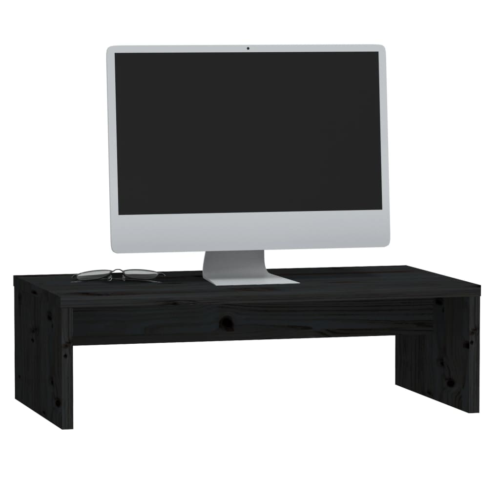 Monitorstandaard 50X27X15 Cm Massief Grenenhout Zwart