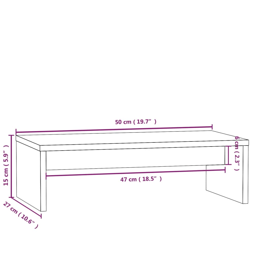 Monitorstandaard 50X27X15 Cm Massief Grenenhout Zwart