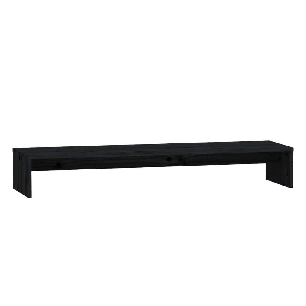 Monitorstandaard 100X27X15 Cm Massief Grenenhout Zwart