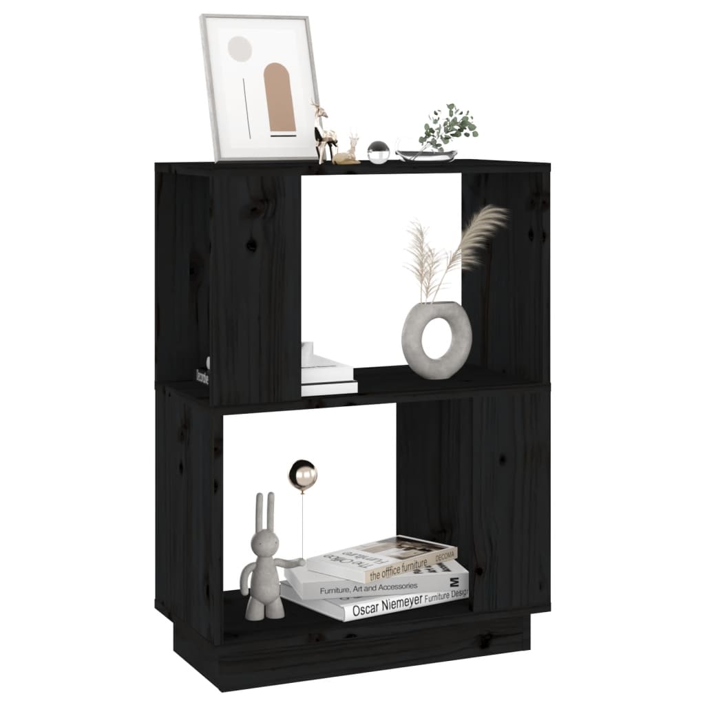 Boekenkast/Kamerscherm 51X25X70 Cm Massief Grenenhout Zwart