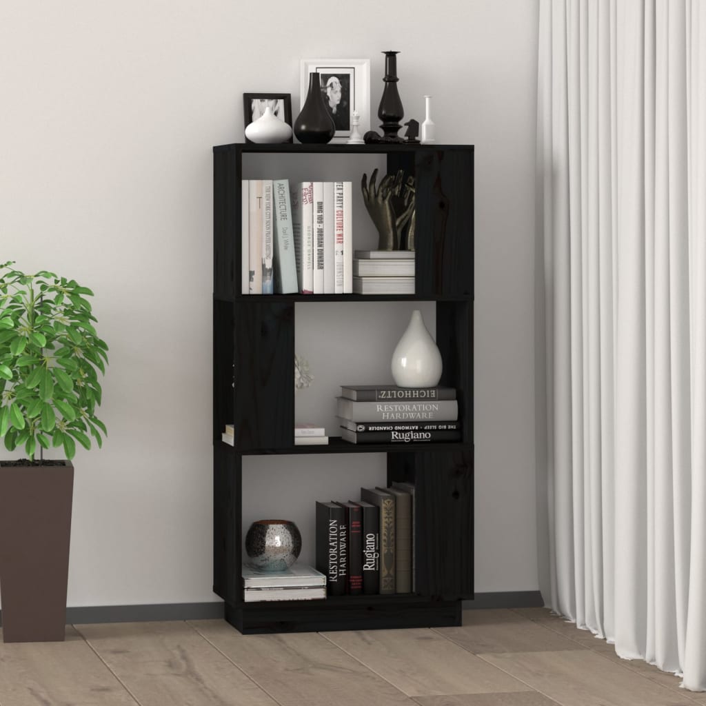 Boekenkast/Kamerscherm 51X25X101 Cm Massief Grenenhout Zwart