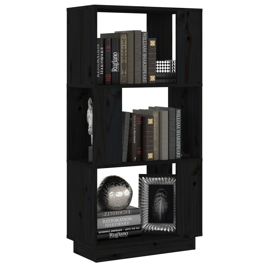 Boekenkast/Kamerscherm 51X25X101 Cm Massief Grenenhout Zwart