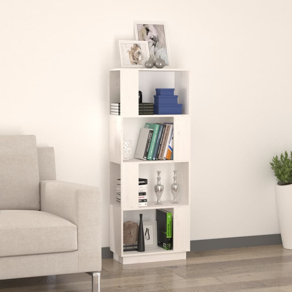 Boekenkast/Kamerscherm 51X25X132 Cm Massief Grenenhout Wit