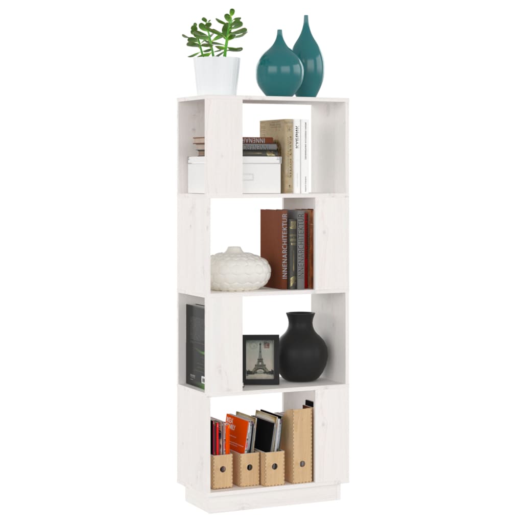 Boekenkast/Kamerscherm 51X25X132 Cm Massief Grenenhout Wit