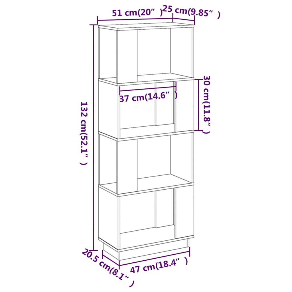 Boekenkast/Kamerscherm 51X25X132 Cm Massief Grenenhout Grijs
